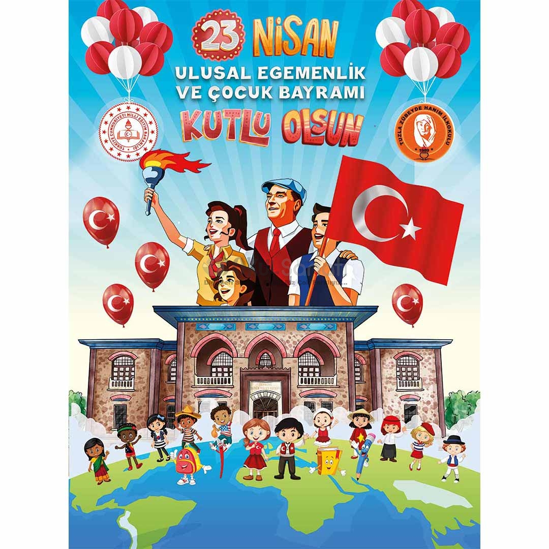 23 Nisan Okul Hatıra Fotoğraf Brandası
