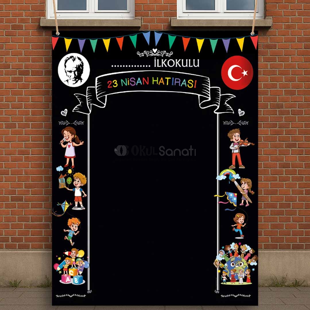23 Nisan Okul Hatıra Fotoğraf Brandası 3