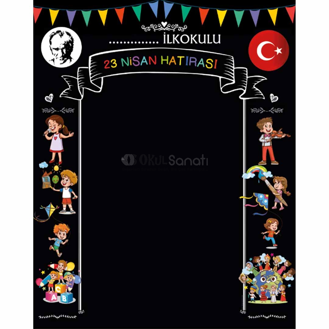 23 Nisan Okul Hatıra Fotoğraf Brandası 3