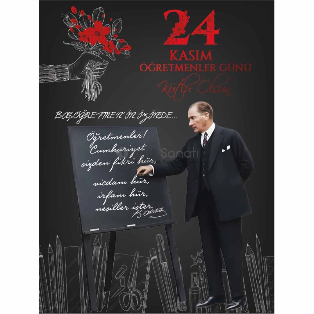 24 Kasım Öğretmenler Günü Panosu Brandası