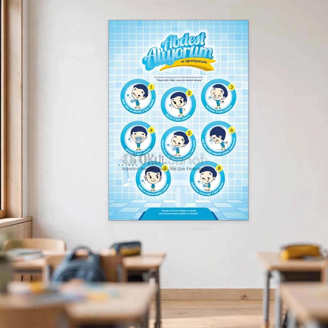 Abdest Alıyorum Okul Posteri Erkek