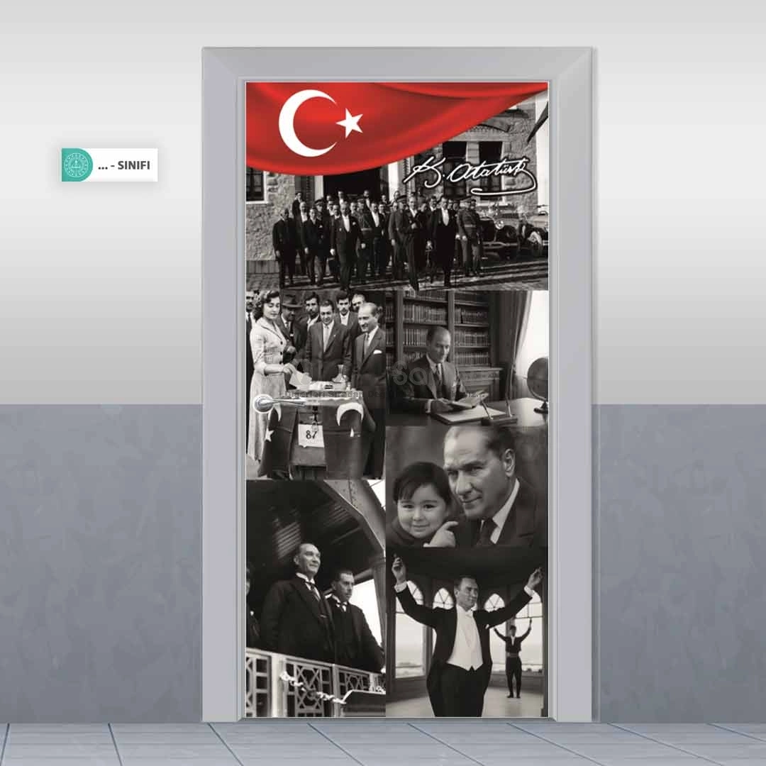 Atatürk Fotoğraf Kolajı Kapı Giydirme