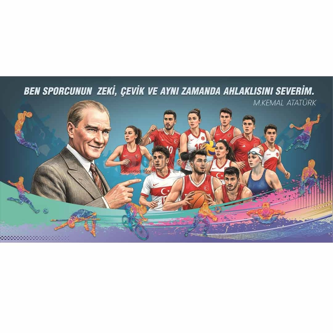 Beden Eğitimi ve Spor Posteri Atatürk ve Gençler