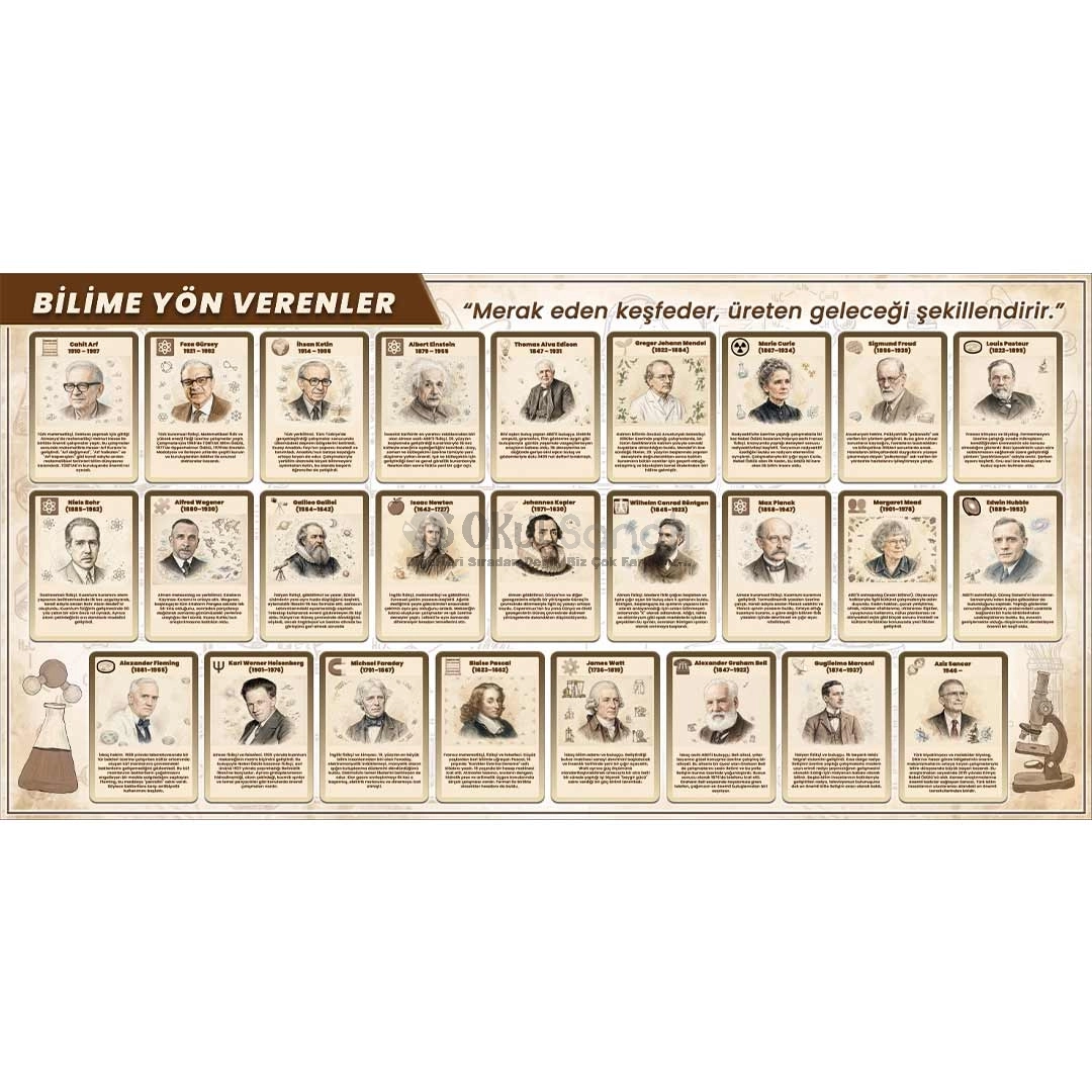 Bilime Yön Veren Bilim İnsanları Okul Posteri