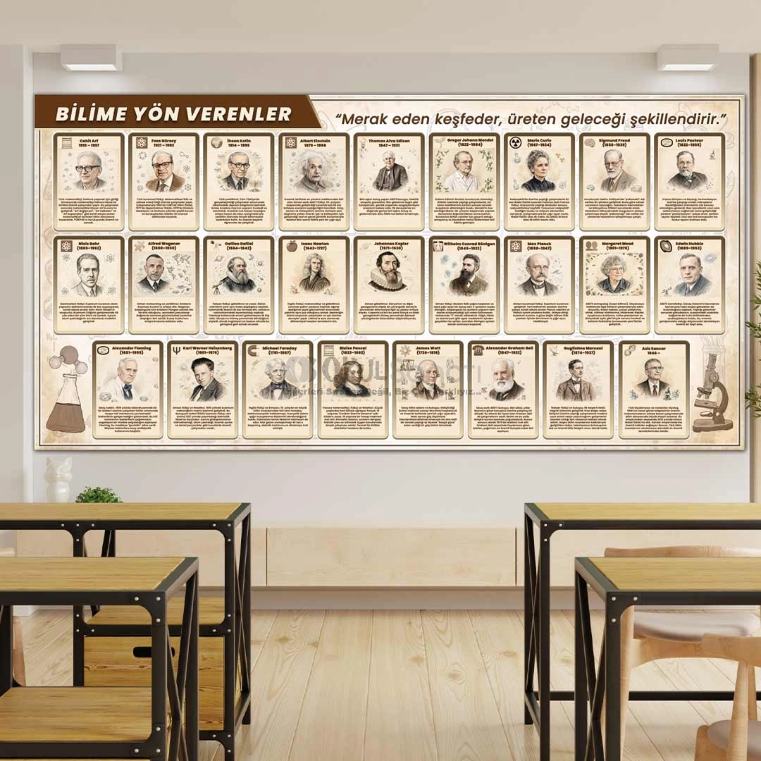 Bilime Yön Veren Bilim İnsanları Okul Posteri
