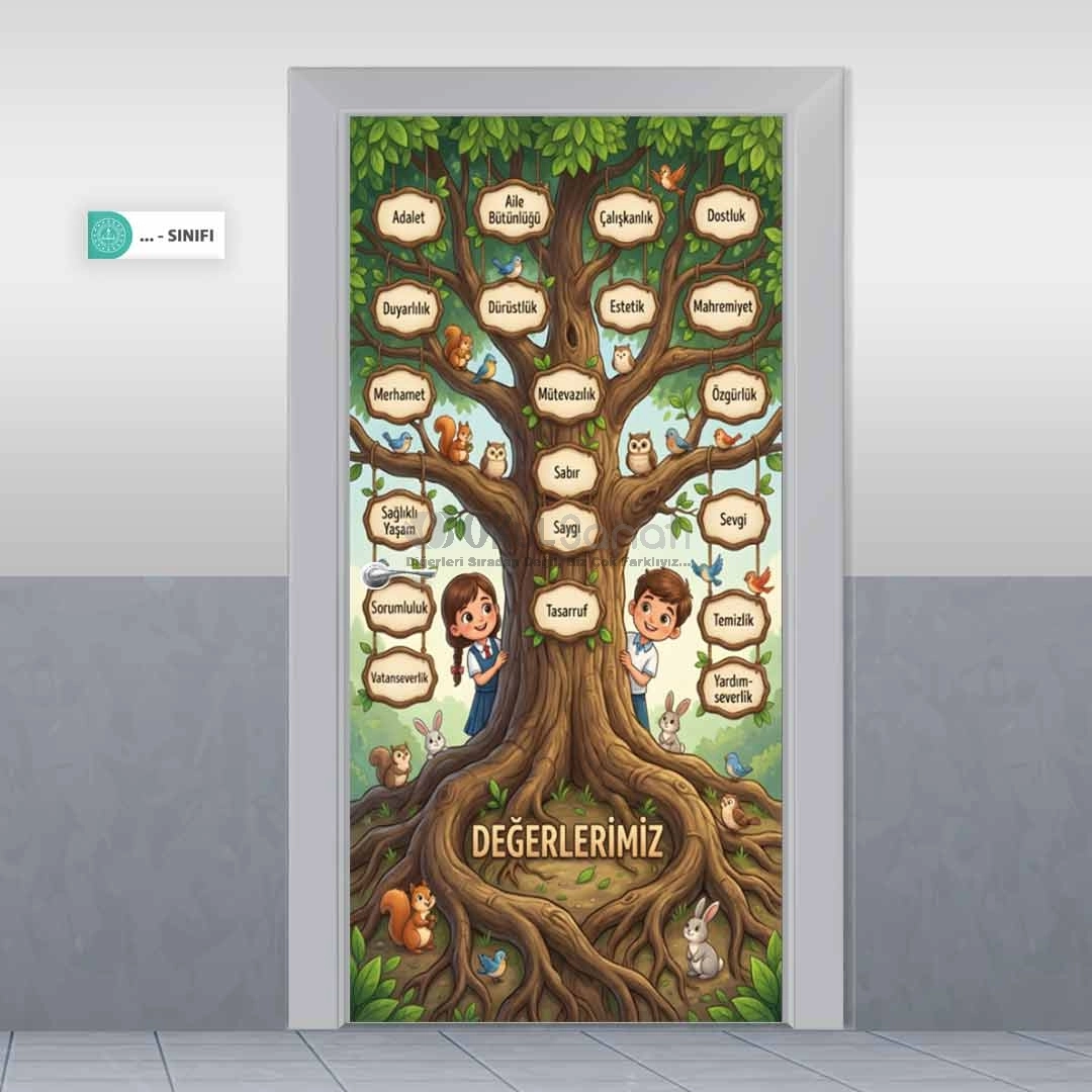 Değerler Ağacı Okul Kapı Giydirme
