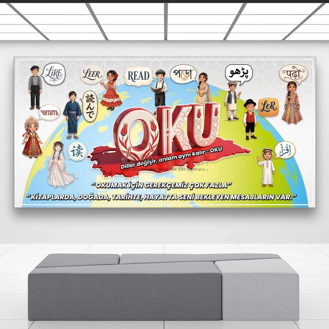 Dünya Dillerinde OKU Okul Posteri