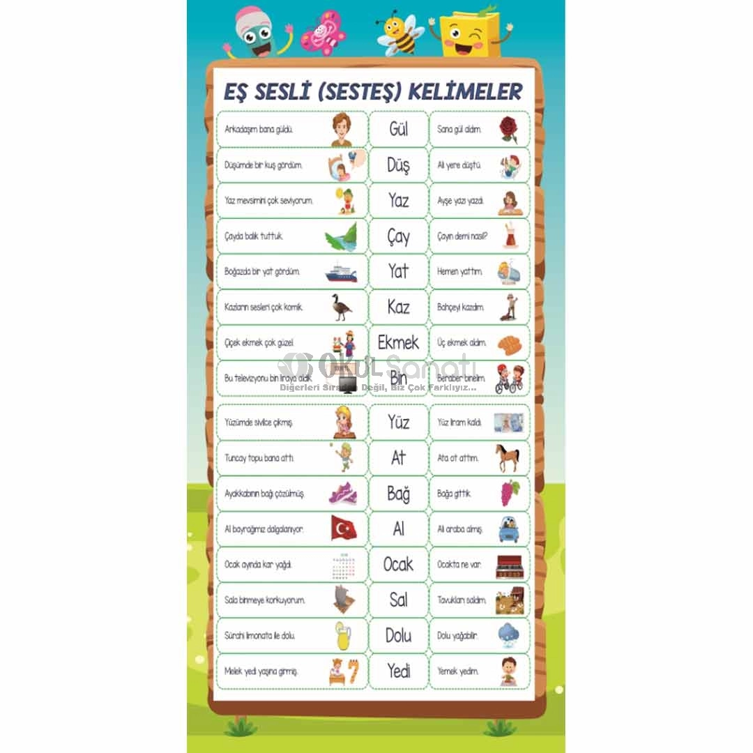 Eş Sesli (Sesteş) Kelimeler İlkokul Türkçe Kapı Giydirme