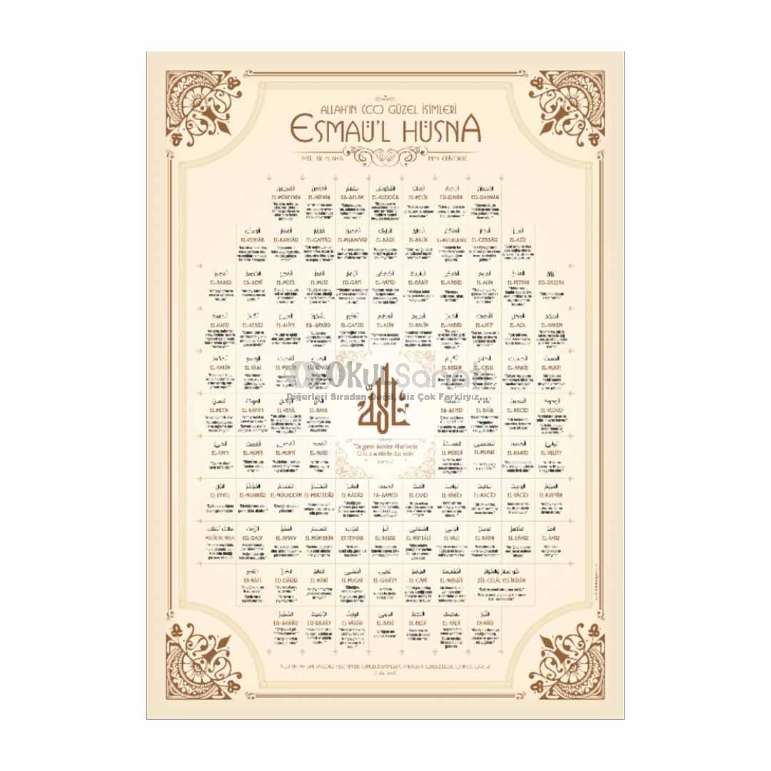 Esmaül Hüsna Okul Posteri - Allah’ın 99 İsmi