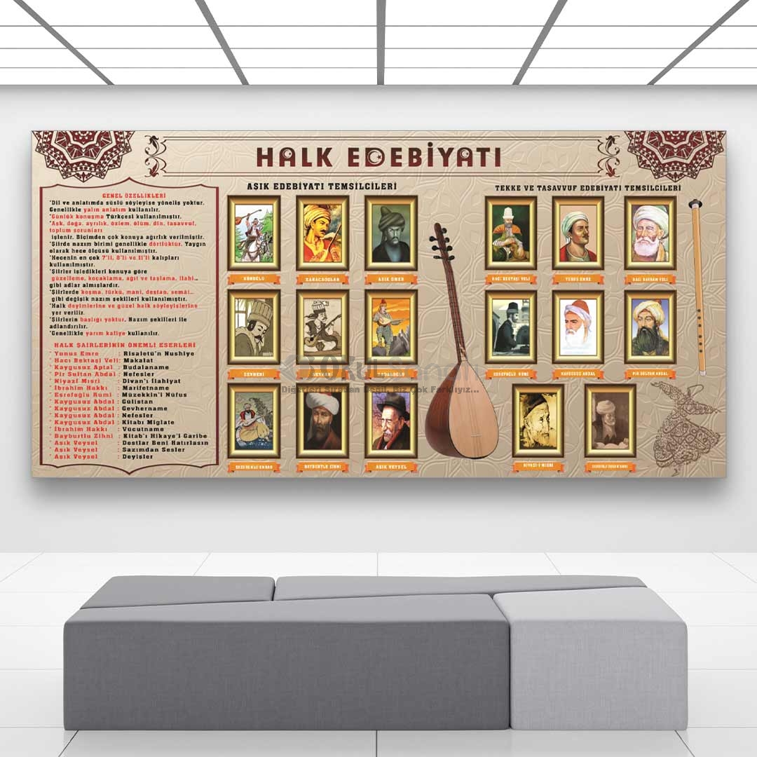 Halk Edebiyatı Edebiyat Dersi Okul Posteri