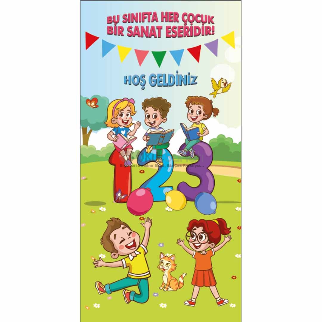 Sanat Eseri Çocuklar  İlkokul Kapı Giydirme