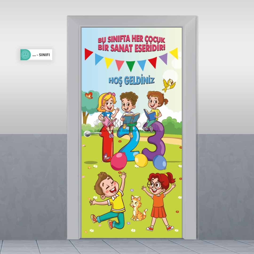Sanat Eseri Çocuklar  İlkokul Kapı Giydirme