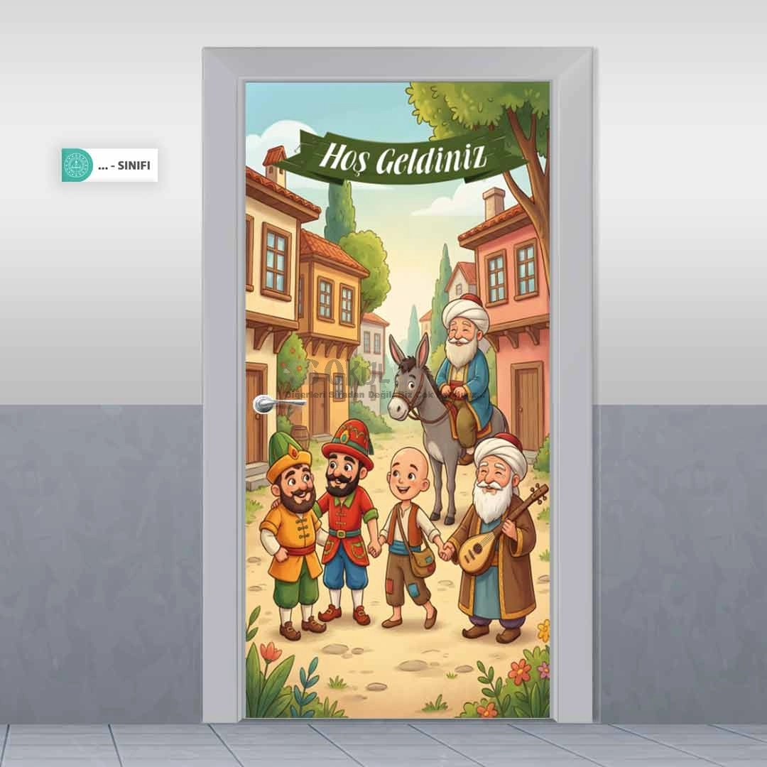 İlkokul ve Anasınıfı Masal Kahramanları Kapı Giydirme