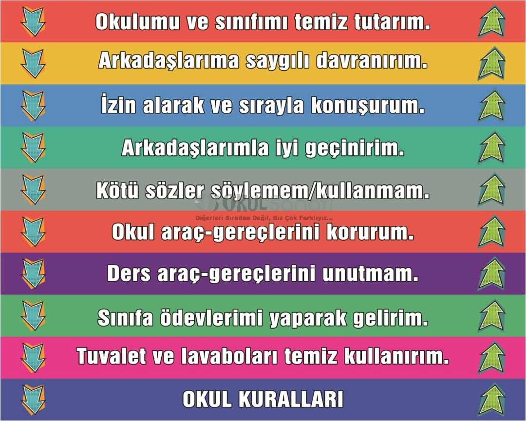Okul Kuralları İlkokul  Merdiven Yazısı