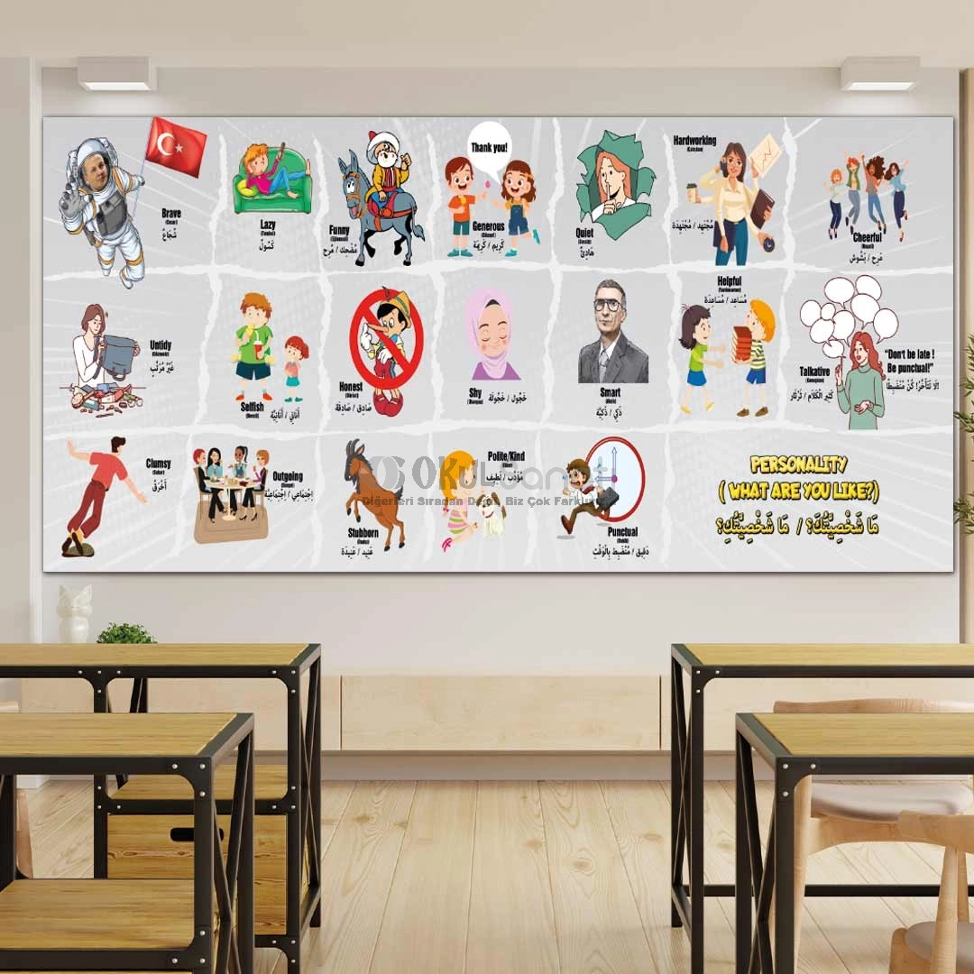 İngilizce ve Arapça Personality Okul Posteri