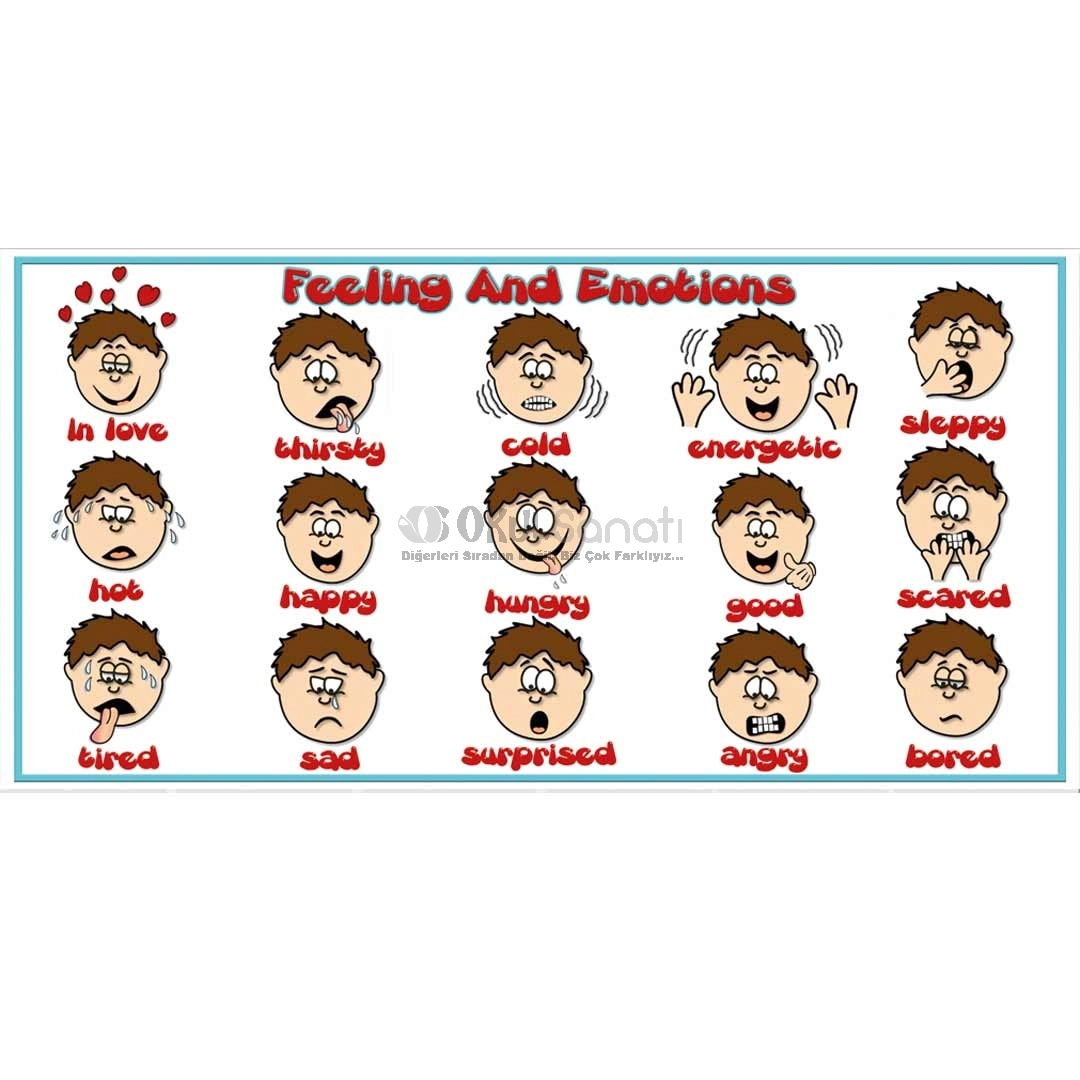 İngilizce Duygular ve Hisler Okul Posteri - Feeling and Emotions