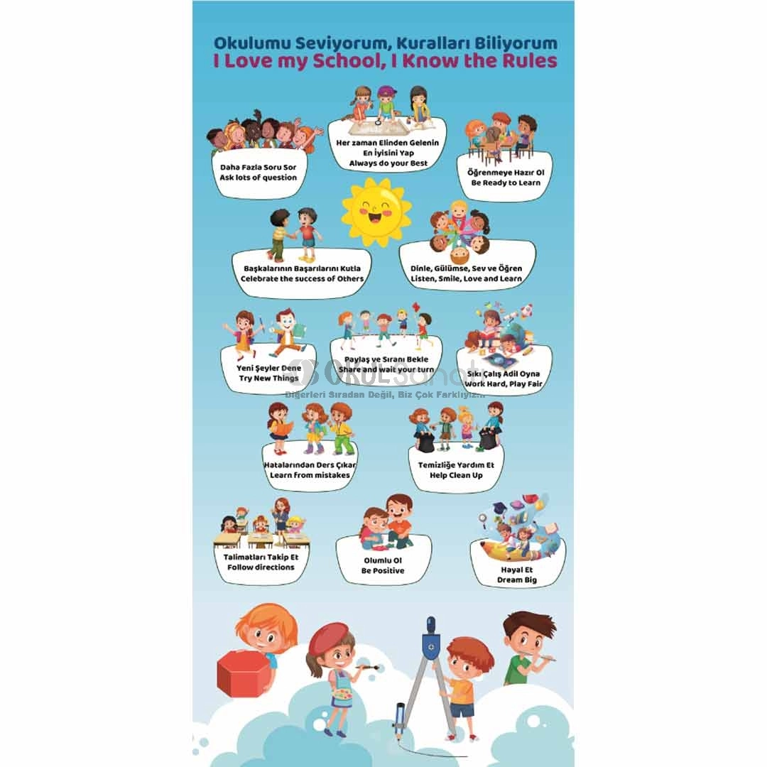İngilizce Okul Kapı Giydirme -School Rules
