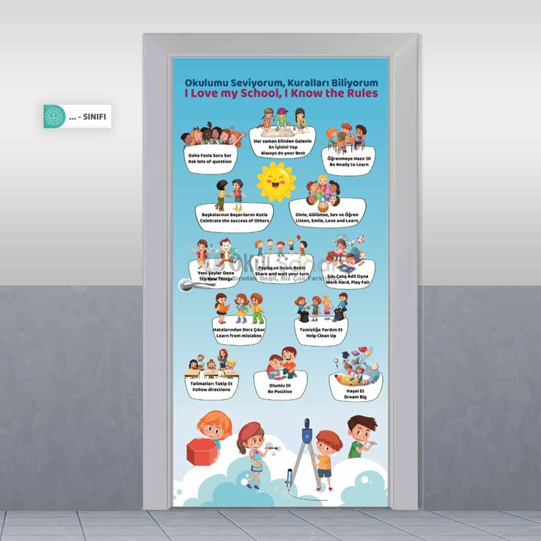 İngilizce Okul Kapı Giydirme -School Rules