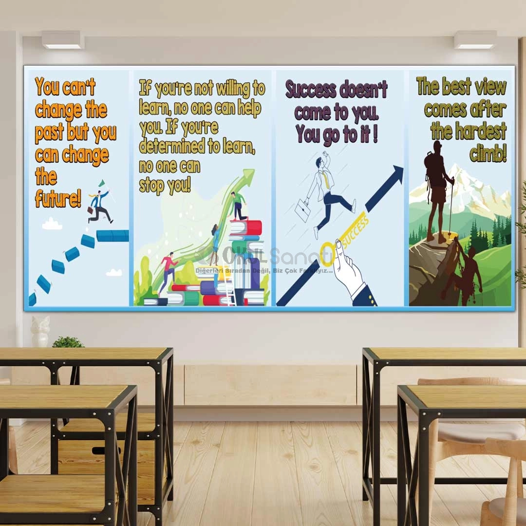 İngilizce Motivasyon Cümleleri Okul Posteri 1