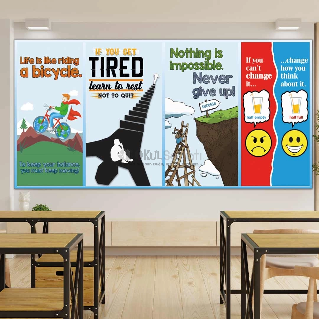 İngilizce Motivasyon Cümleleri Okul Posteri