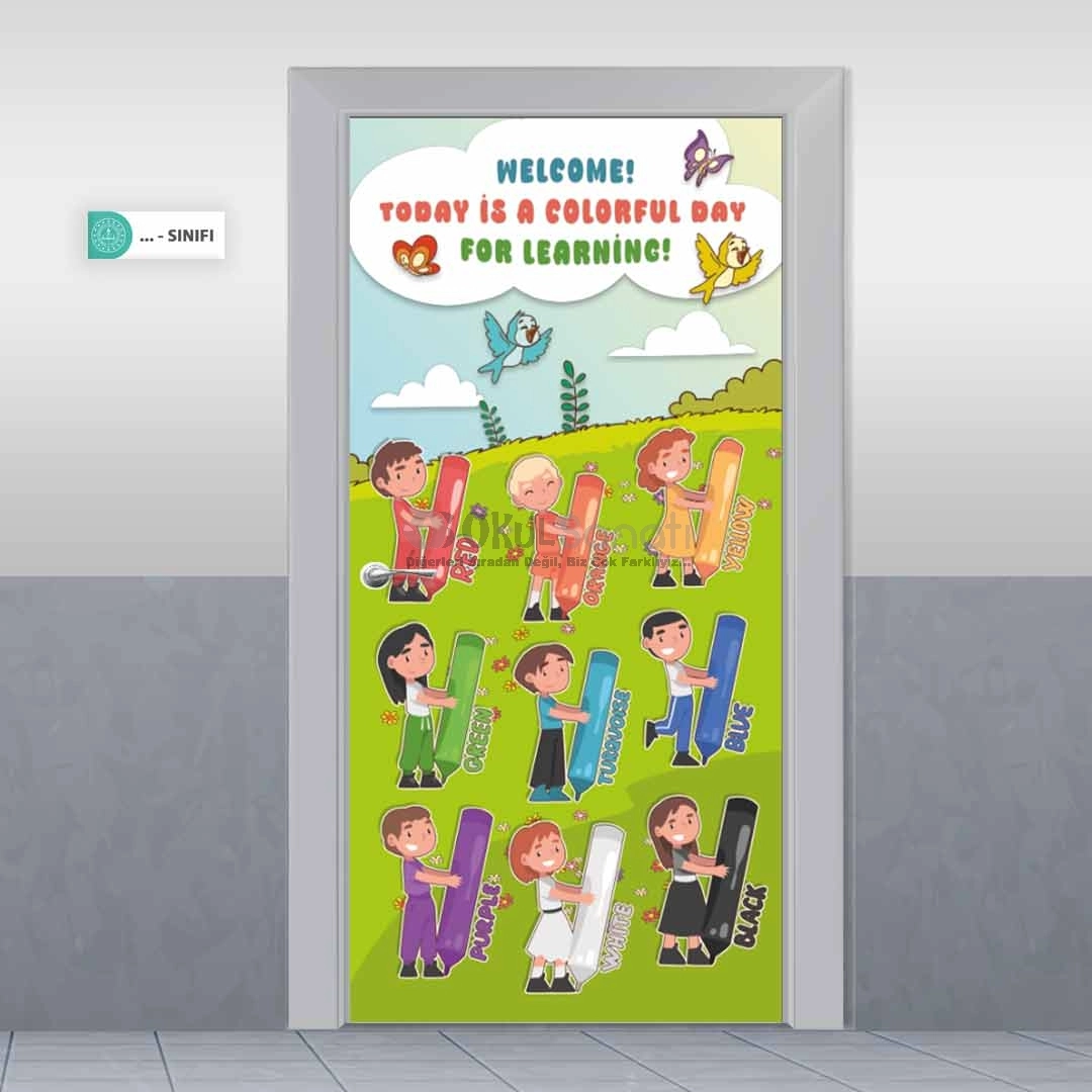 İngilizce Renkler Okul Kapı Giydirme
