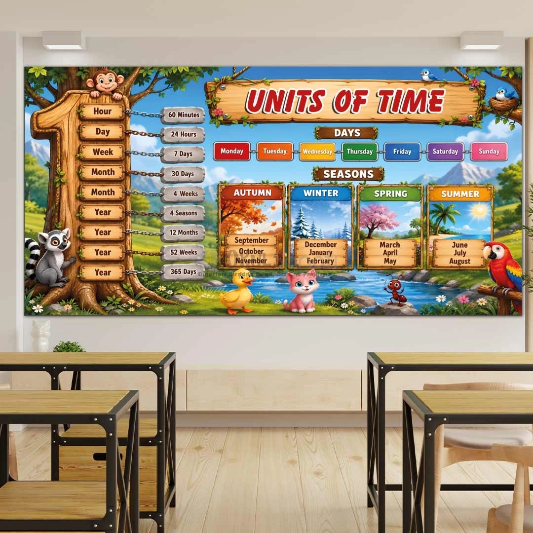 İngilizce UNITS OF TIME Okul Posteri