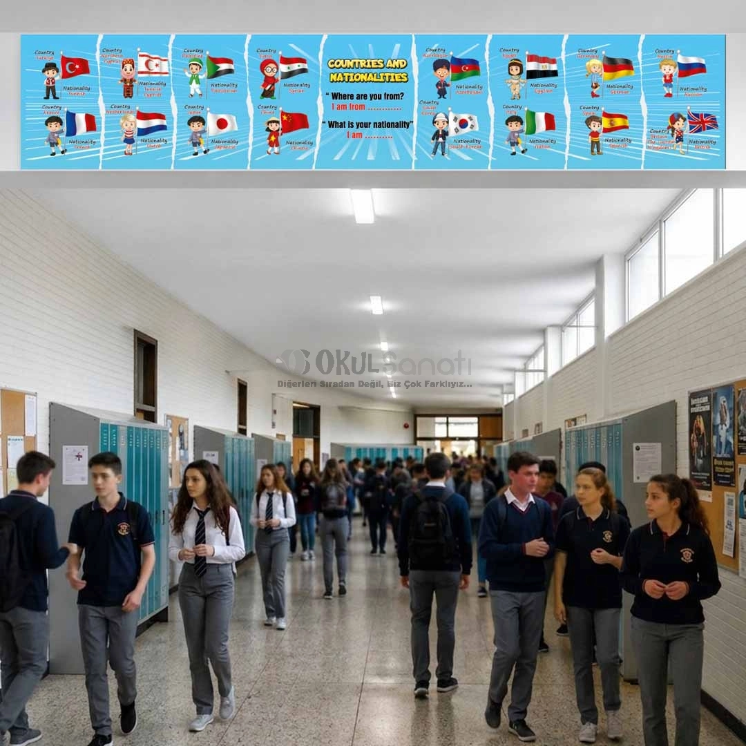 İngilizce Sokağı Kiriş Yazısı Countries and Nationalities