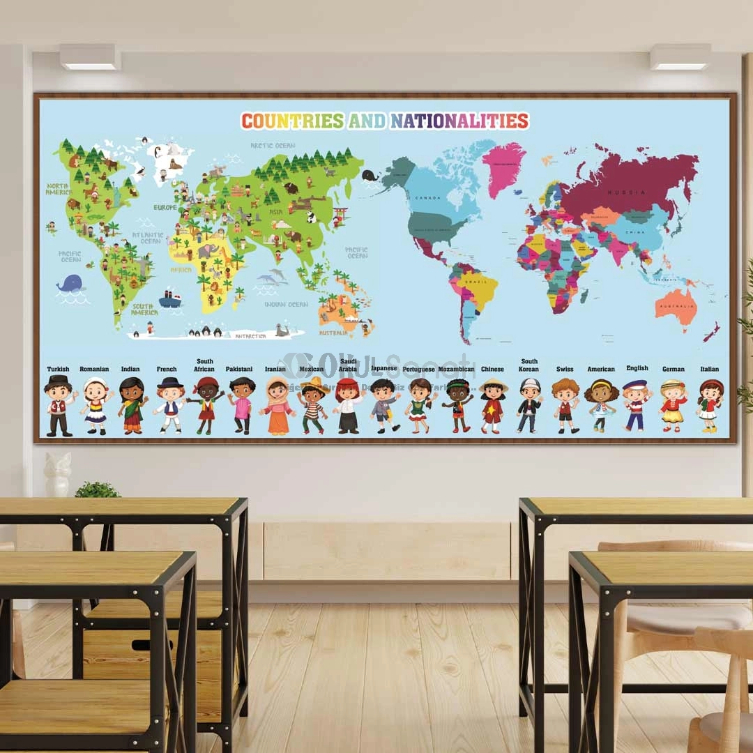 İngilizce Countries and Nationalities Okul Posteri - Countries and Nationalities