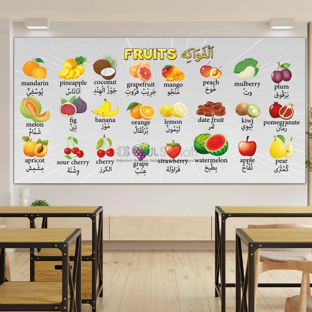 İngilizce ve Arapça Meyveler  Okul Posteri