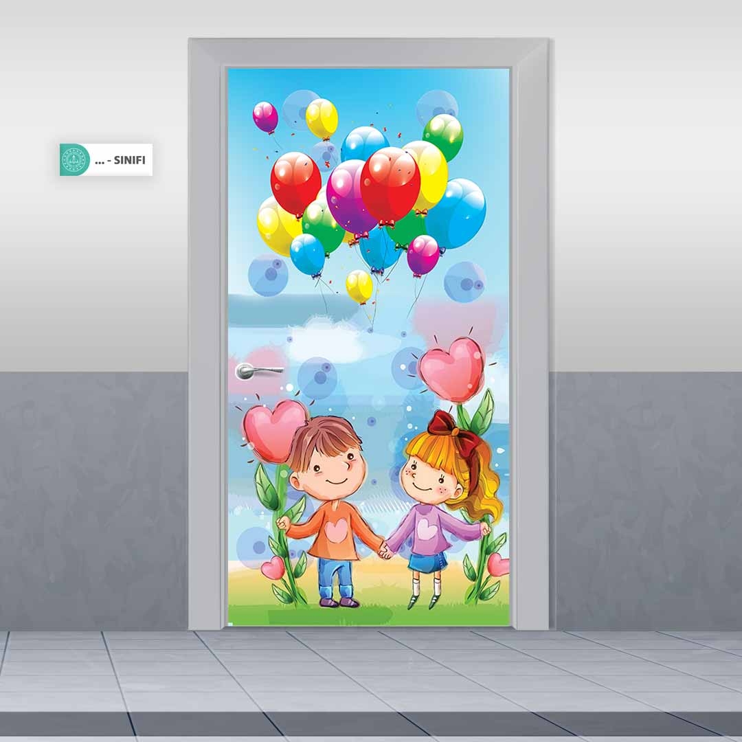 Balonlar ve Çocuklar Kapı Giydirme