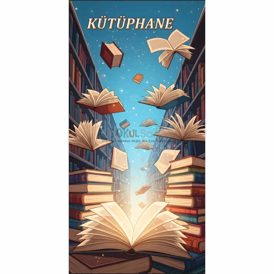 Kütüphane Kapı Giydirme Uçan kitaplar