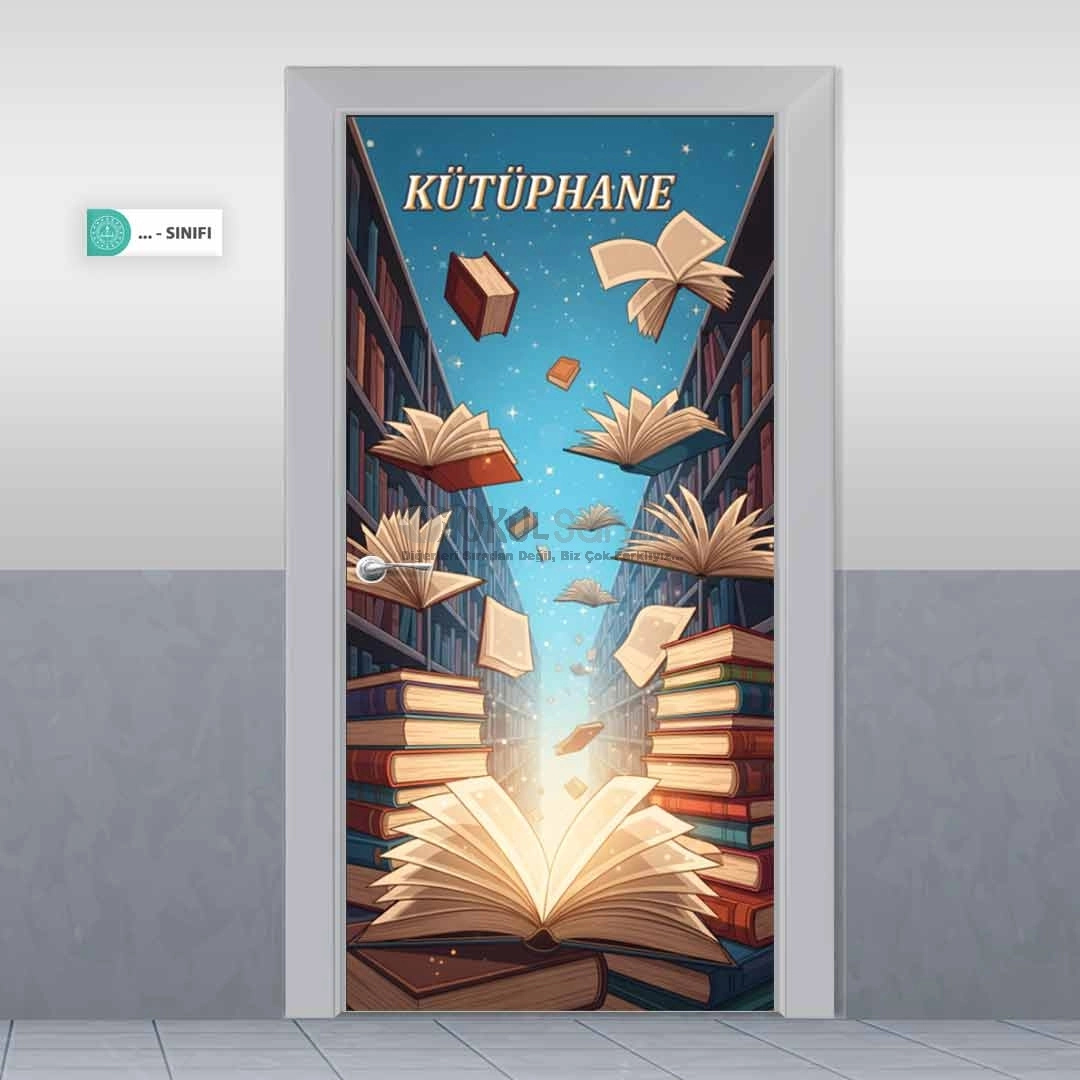 Kütüphane Kapı Giydirme Uçan kitaplar