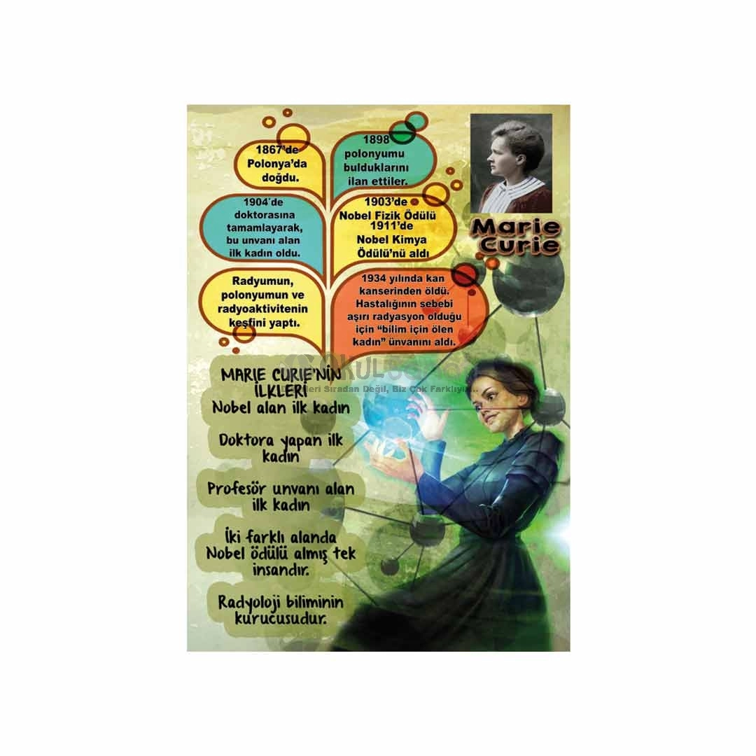 Marie Curie Bilim İnsanları Okul Posteri