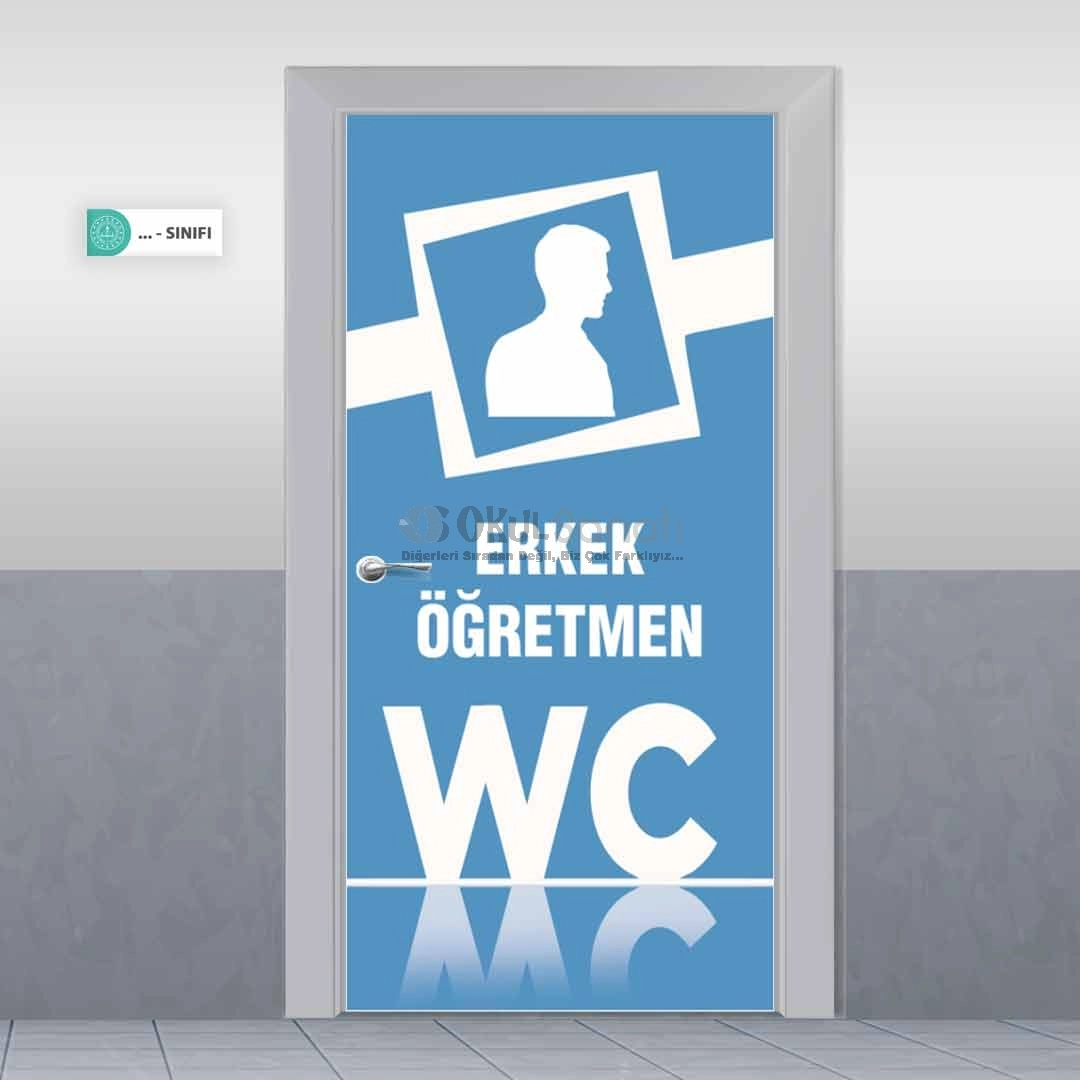 Mavi Erkek Öğretmen WC Kapı Giydirme