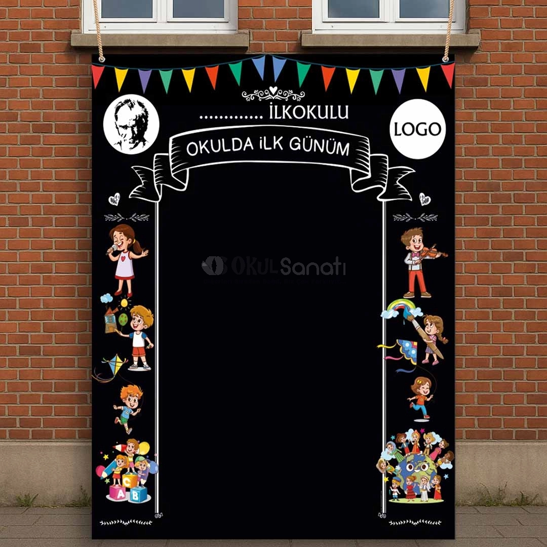 Okulda İlk Günüm Hatıra Fotoğraf Brandası Siyah