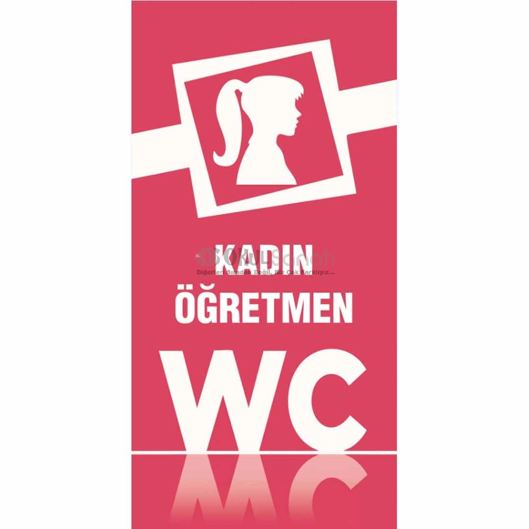 Pembe Kadın Öğretmen WC Kapı Giydirme