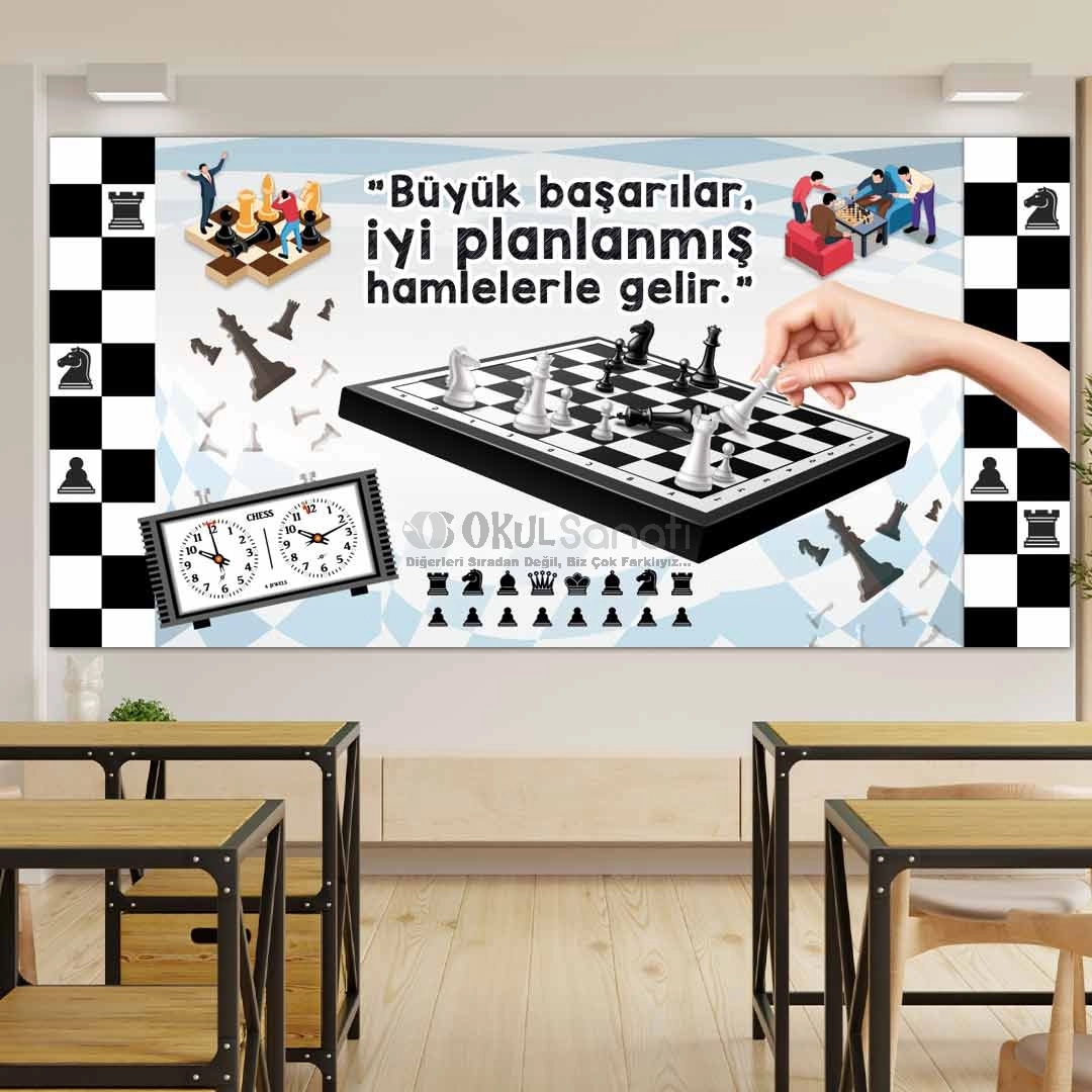Satranç Sınıfı Okul Posteri - Büyük Başarılar