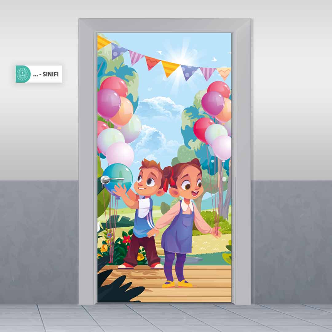 Çocuklar ve Balonlar Kapı Giydirme