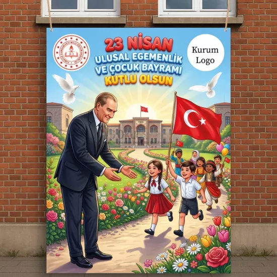 23 Nisan Branda Afiş Modelleri | Atatürk’le El Ele