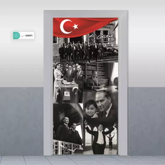 Atatürk Kapı Giydirme | İkonik Fotoğraf Kolajı