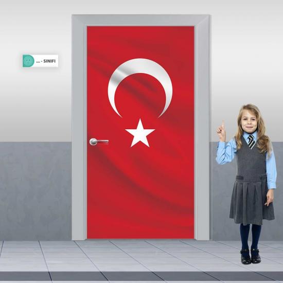 Türk Bayrağı Kapı Giydirme, Kapı Kaplama, Kapı Süsleme, İlkokul Kapı giydirme, Anaokulu Kapı Giydirme