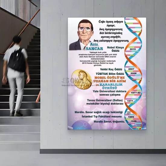 Bilim İnsanları Okul Posteri | Aziz Sancar Afişi