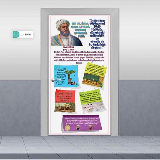 Biruni Kapı Giydirme, Matematikçiler Kapı Giydirme, Fen Bilimleri Kapıları, Ders Kapı Giydirme, Ortaokul Kapı Giydirme, Lise Matematik Kapı Giydirme, Gökbilimciler,