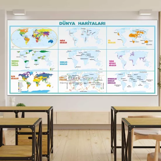 Coğrafya Okul Posteri | Dünya Haritaları 