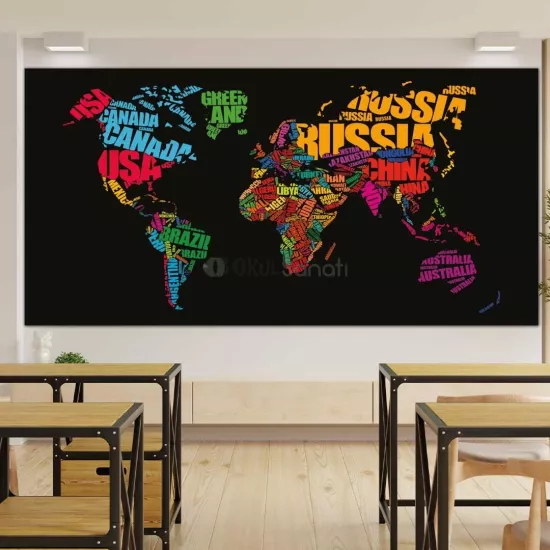 Coğrafya Okul Posteri | Dünya Haritası Ülkeler