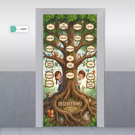Değerler Ağacı Okul Kapı Giydirme