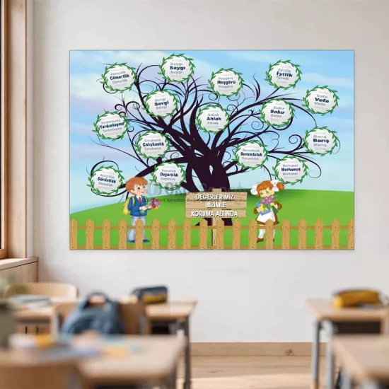 Değerler Eğitimi Okul Posteri | Değerler Ağacı