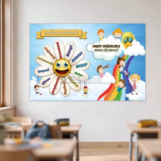 Değerler Eğitimi Okul Posteri | Değerlerimiz Pano Afişi