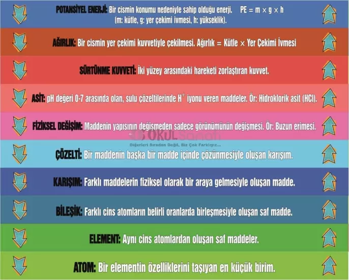 Fen Bilimleri Okul Merdiven Yazısı | Kavramlar