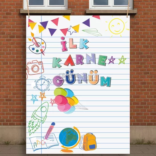 Vinil Ara Karne Panosu ve Afişi | İlk Karne Günüm